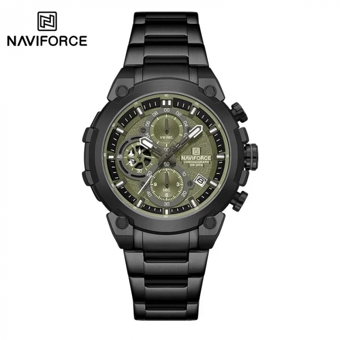 Ceas Bărbați Naviforce 8071 Negru-Verde – Funcții Multiple, Design Business, Shockproof, Rezistent la Apă 3ATM [6]