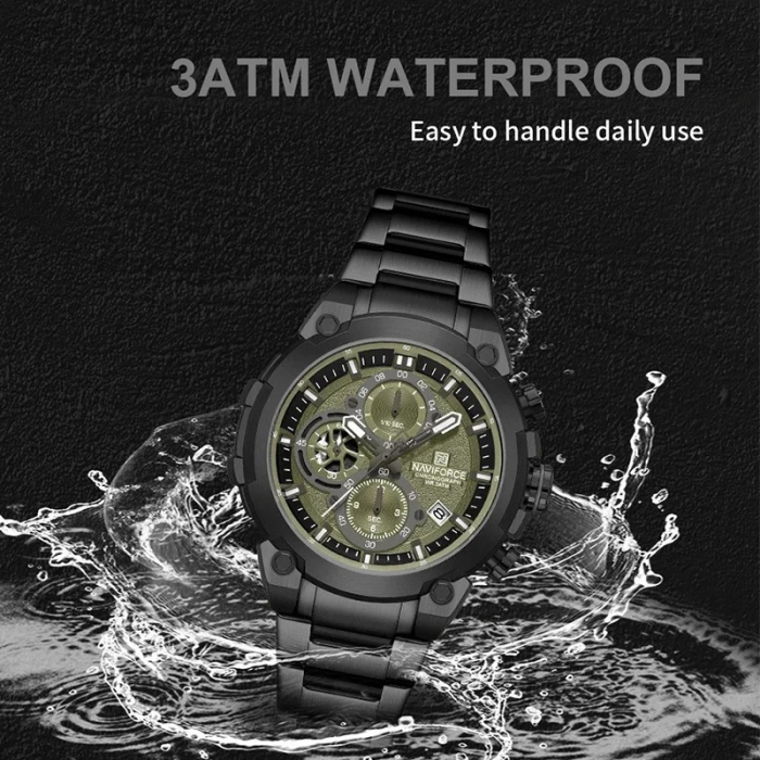 Ceas Bărbați Naviforce 8071 Negru-Verde – Funcții Multiple, Design Business, Shockproof, Rezistent la Apă 3ATM [5]