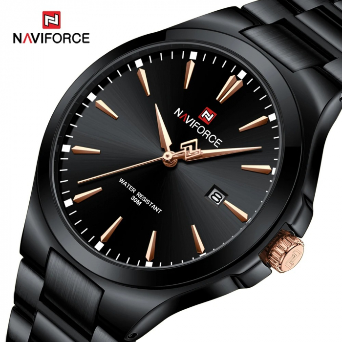 Ceas Bărbați Naviforce 9214 Negru – Design Business, Funcții Multiple, Rezistent la Șocuri, Rezistent la Apă 3ATM [2]