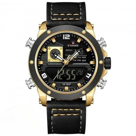 Ceas Bărbați Naviforce 9236 Negru-Auriu – Funcții Multiple, Design Military, Cronometru, Rezistent la Apă 3ATM [7]
