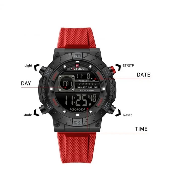 Ceas Bărbați Naviforce 9241 Negru-Roșu – Design Business, Funcții Multiple, Alarma, Rezistent la Apă 3ATM [3]