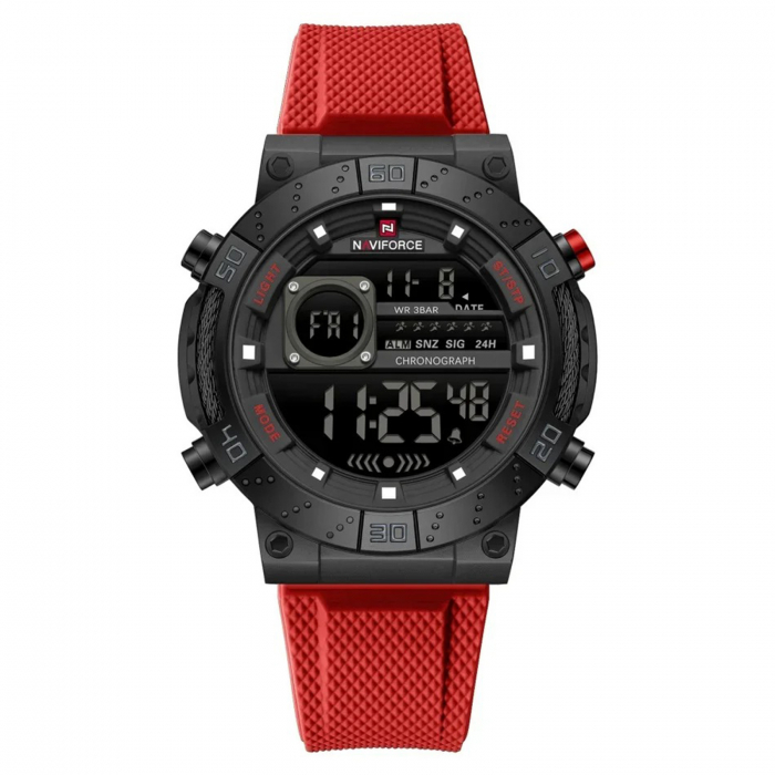 Ceas Bărbați Naviforce 9241 Negru-Roșu – Design Business, Funcții Multiple, Alarma, Rezistent la Apă 3ATM [1]