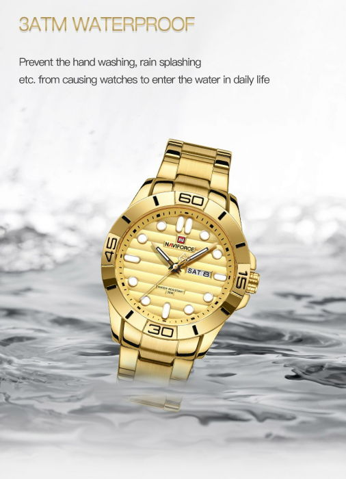 Ceas barbati Naviforce Afisare data Quartz Complet auriu [4]