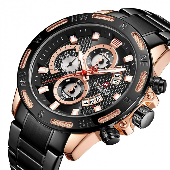 Ceas barbati Naviforce Analog Afisare data Indici fosforescenti Negru [2]