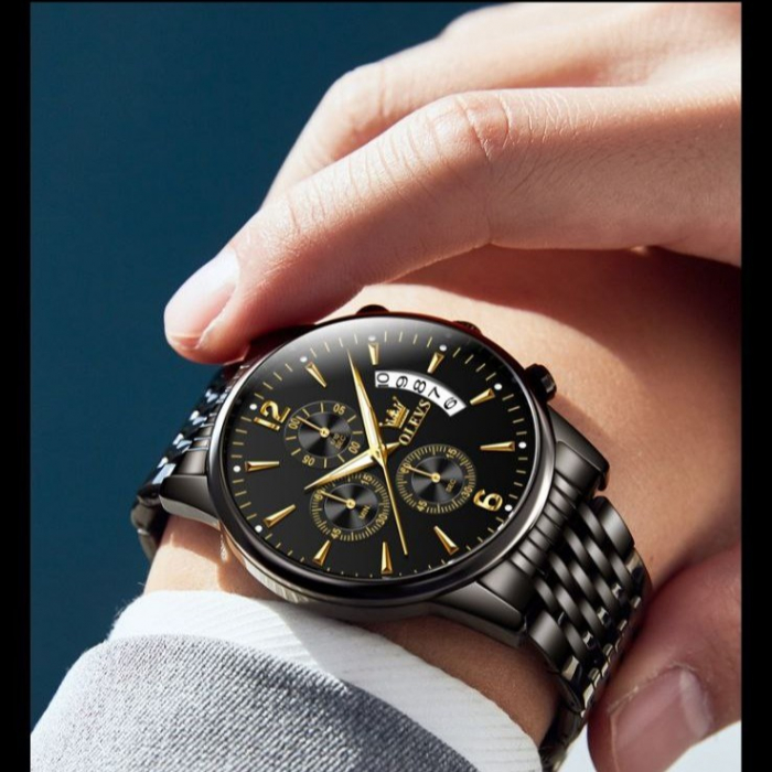 Ceas barbati Nibosi Quartz Cronograf Analog Business Casual Fashion Negru [3]
