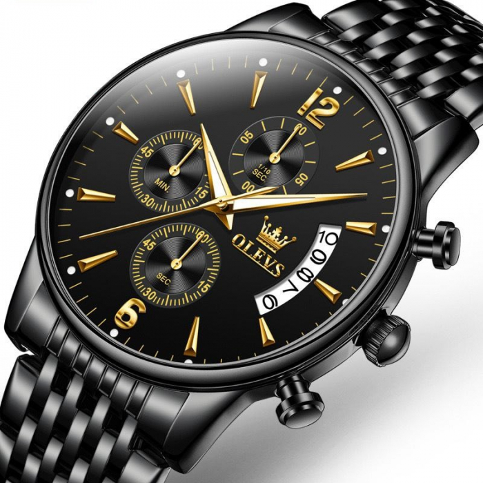 Ceas barbati Nibosi Quartz Cronograf Analog Business Casual Fashion Negru [2]