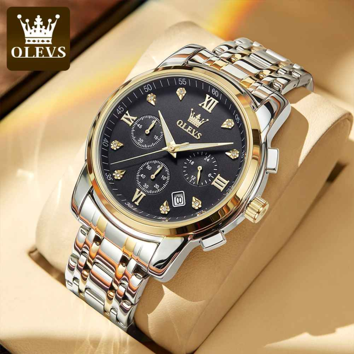 Ceas Bărbați OLEVS 2858 – Ceas Luxury Quartz, Oțel Inoxidabil, Cronograf, Waterproof 30m, Stil Elegant [3]