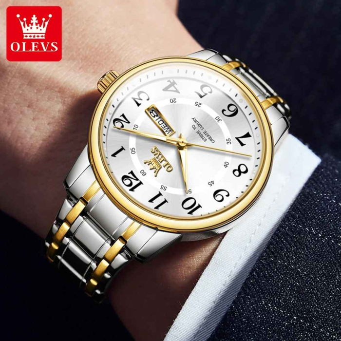 Ceas Bărbați OLEVS 2891 Luxury Quartz, 40mm, Curea Oțel Inoxidabil, Luminous, 30M Waterproof, Elegant Business [2]