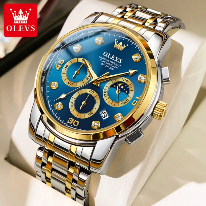 Ceas barbati Olevs Analog Quartz Business Cronograf Data [4]