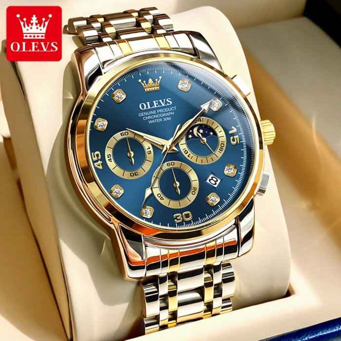 Ceas barbati Olevs Analog Quartz Business Cronograf Data [5]