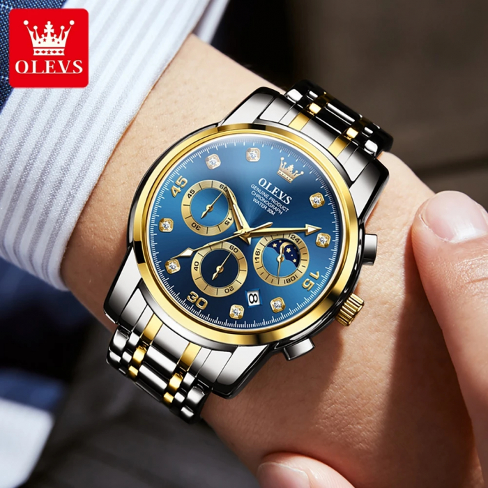 Ceas barbati Olevs Analog Quartz Business Cronograf Data [3]