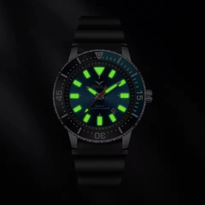 Ceas Bărbați Onola 3850 Negru-Cyan – Design Casual, Quartz, Luminos, Rezistent la Apă 3ATM [3]