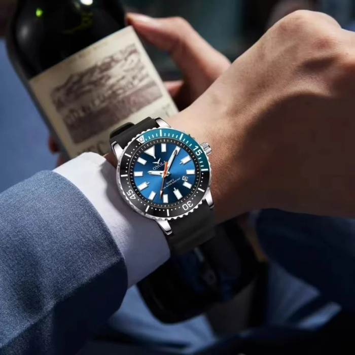 Ceas Bărbați Onola 3850 Negru-Cyan – Design Casual, Quartz, Luminos, Rezistent la Apă 3ATM [4]