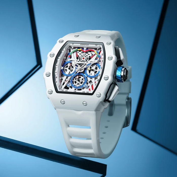 Ceas Bărbați Onola 6827 Alb – Design Sport, Luminos, Funcții Multiple, Cronograf, Rezistent la Apă 3ATM [3]