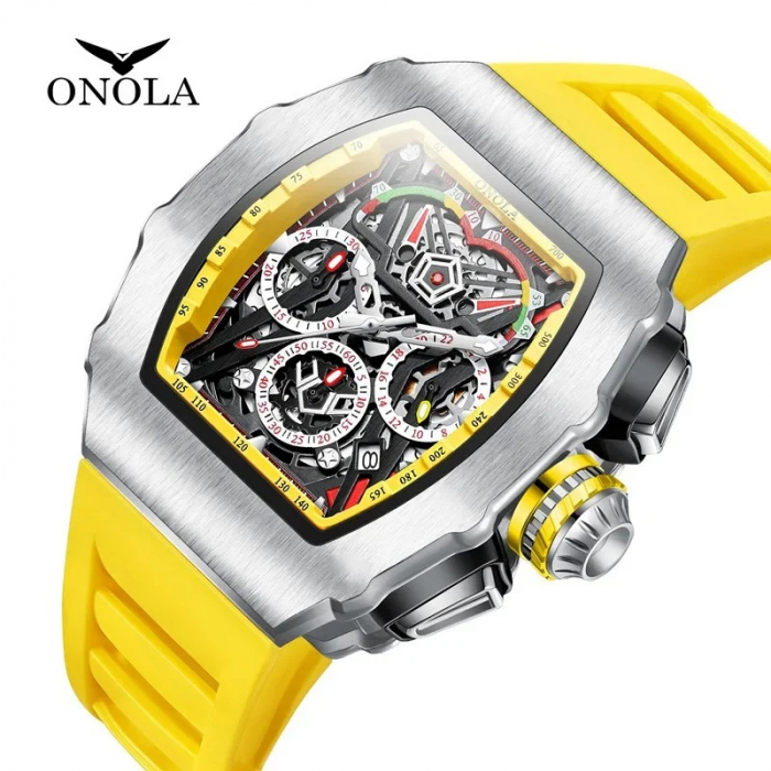 Ceas Bărbați Onola 6827 Galben – Design Sport, Luminos, Funcții Multiple, Cronograf, Rezistent la Apă 3ATM [4]