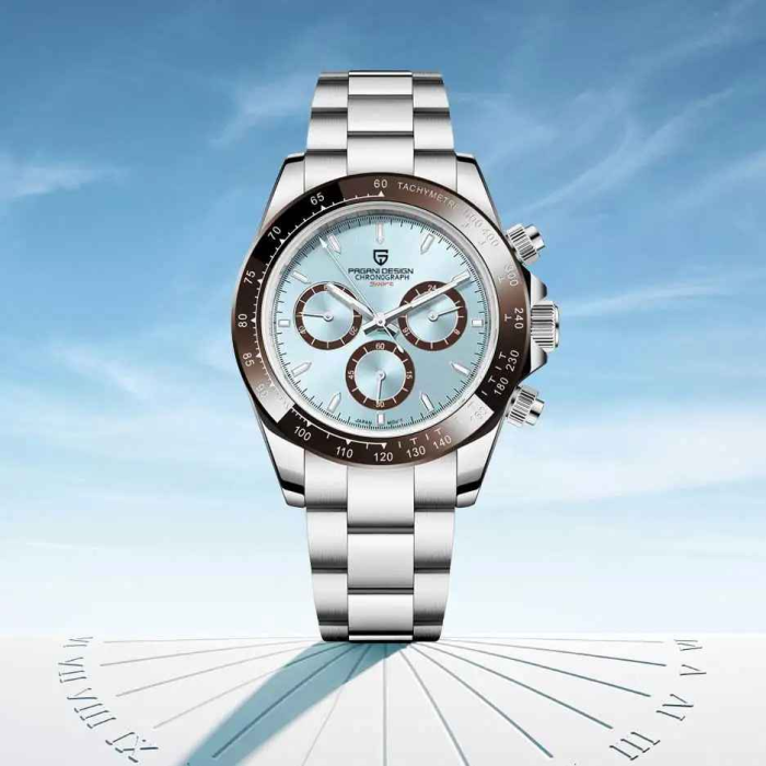 Ceas Bărbați Pagani Design PD-1644 Ice Blue, Chronograph VK63, 40mm, Sticlă Safir, Oțel Inoxidabil, Elegant Sport [4]