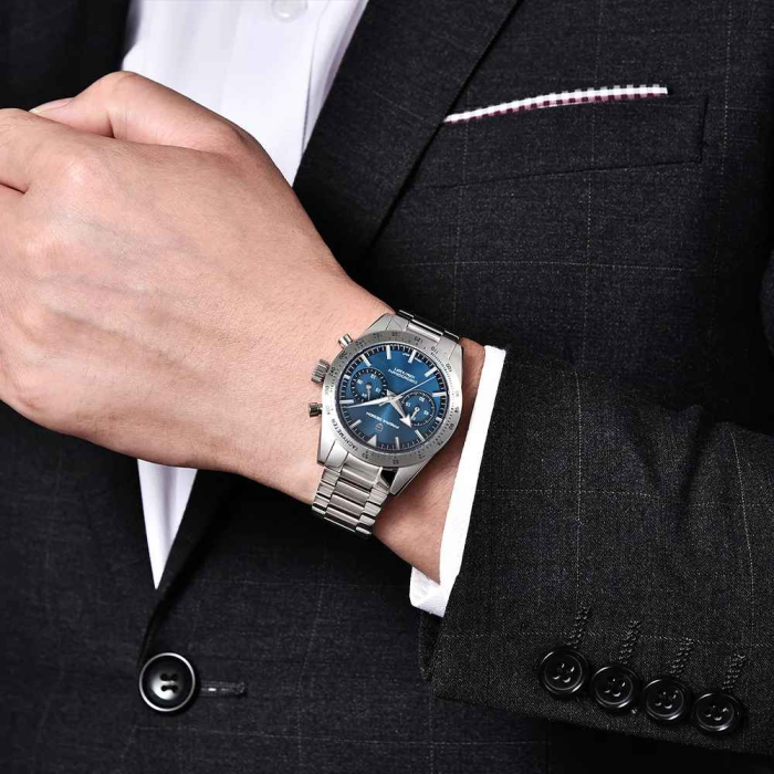 Ceas Bărbați Pagani Design PD-1766 Albastru, Chronograph VK64 Quartz, 40mm, Safir AR, Oțel Inoxidabil, 100M Rezistent la Apă [4]