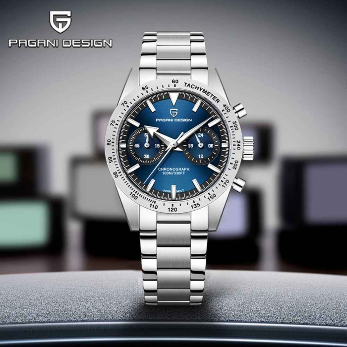 Ceas Bărbați Pagani Design PD-1766 Albastru, Chronograph VK64 Quartz, 40mm, Safir AR, Oțel Inoxidabil, 100M Rezistent la Apă [7]
