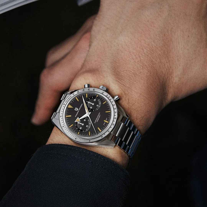 Ceas Bărbați Pagani Design PD-1766 Negru, Chronograph VK64, 40mm, Sticlă Safir AR, Oțel Inoxidabil, 100M Waterproof [5]