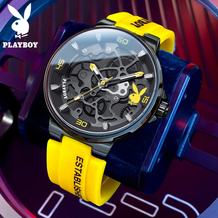 Ceas Bărbați Playboy 3052 Negru-Galben – Design Luxury, Funcții Multiple, Afișaj Luminos, Rezistent la Apă 3ATM [6]