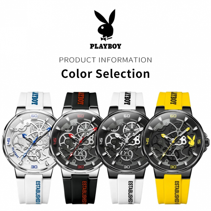 Ceas Bărbați Playboy 3052 Negru-Galben – Design Luxury, Funcții Multiple, Afișaj Luminos, Rezistent la Apă 3ATM [7]