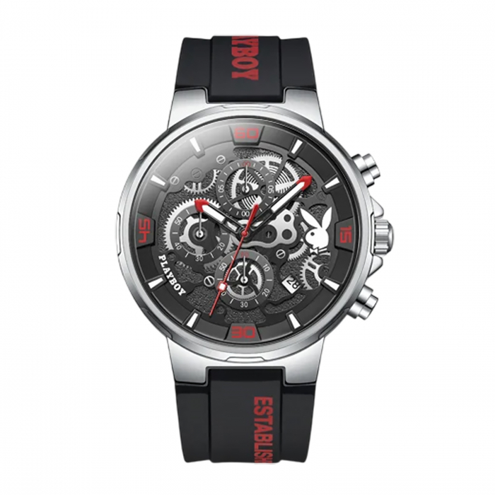 Ceas Bărbați Playboy 3052 Negru-Rosu – Design Luxury, Funcții Multiple, Afișaj Luminos, Rezistent la Apă 3ATM [1]