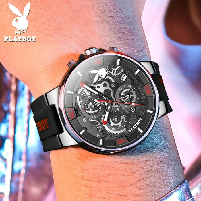 Ceas Bărbați Playboy 3052 Negru-Rosu – Design Luxury, Funcții Multiple, Afișaj Luminos, Rezistent la Apă 3ATM [3]