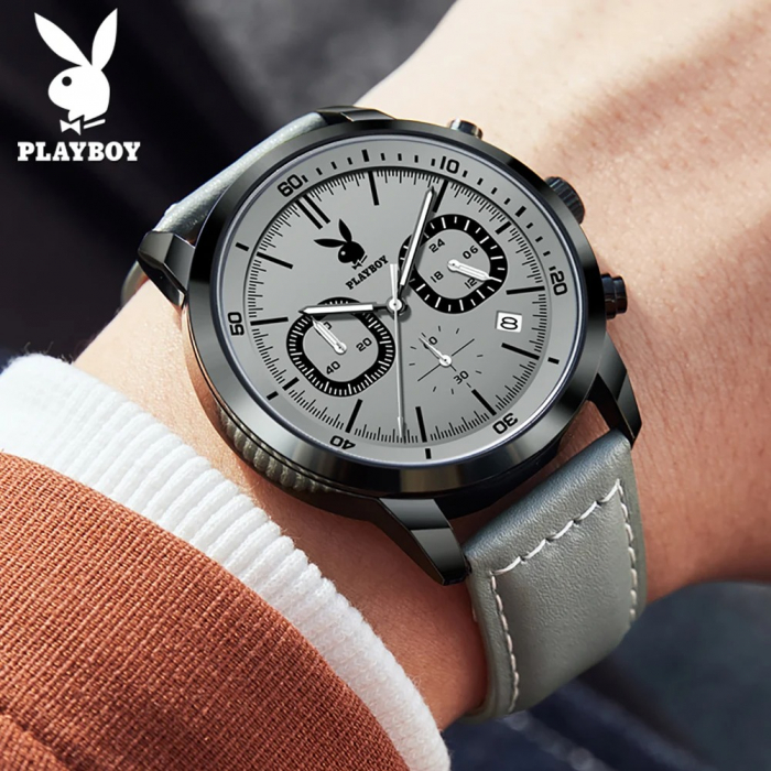 Ceas Bărbați Playboy 3065 Gri – Design Business, Funcții Multiple, Rezistent la Șocuri, Rezistent la Apă 3ATM [5]