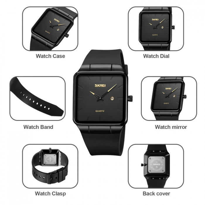 Ceas Bărbați SKMEI 1961 Negru – Afișaj Analog, Funcții Multiple, Design Elegant, Calendar, Rezistent la Apă 3ATM 1.jpeg [2]