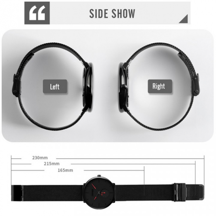 Ceas barbati Skmei Quartz Otel Bratara reglabila Analog Casual Negru Rosu [2]