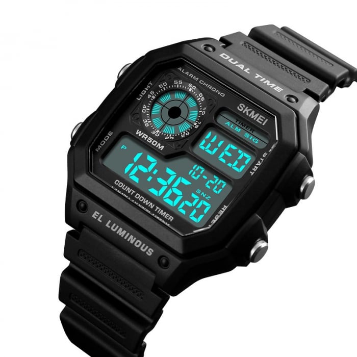 Ceas barbatesc Skmei Sport Multifunctional Digital Alarma Casual Army Negru [2]