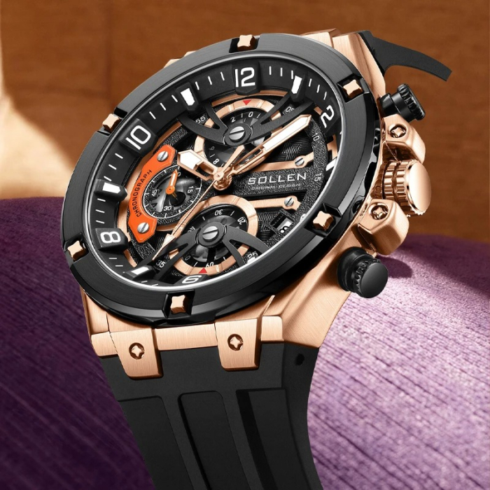 Ceas Bărbați Sollen 89207 Negru – Design Luxury, Funcții Multiple, Rezistent la Șocuri, Rezistent la Apă 3ATM [2]