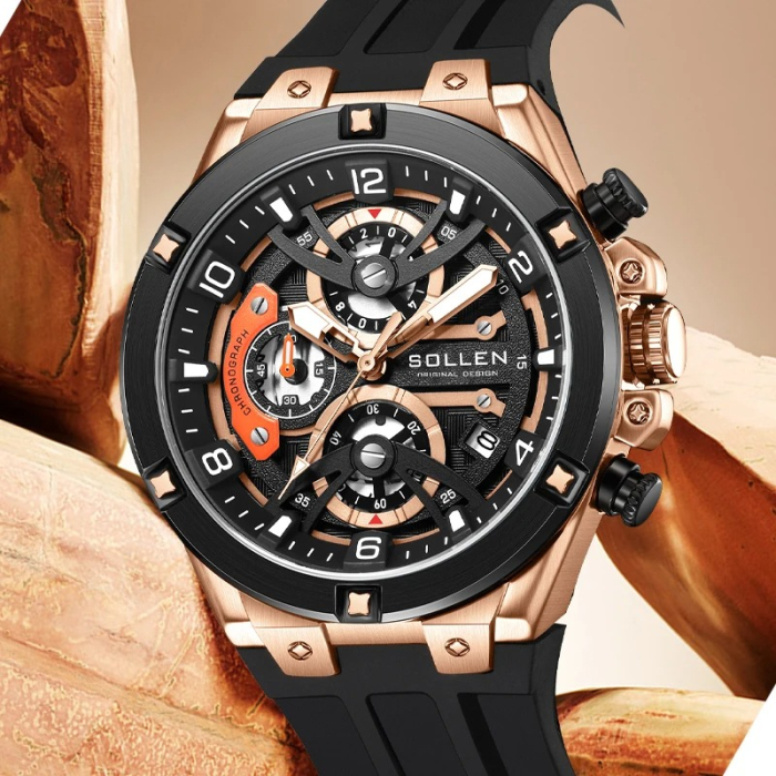 Ceas Bărbați Sollen 89207 Negru – Design Luxury, Funcții Multiple, Rezistent la Șocuri, Rezistent la Apă 3ATM [4]