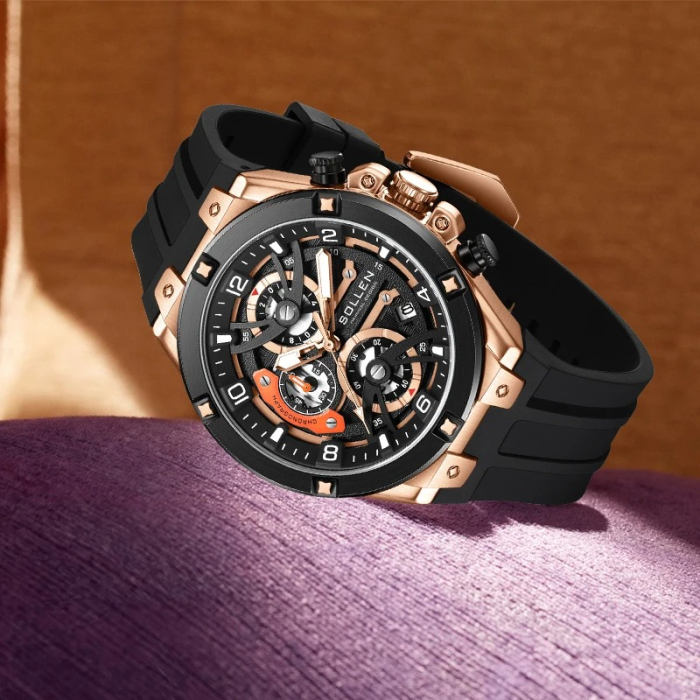 Ceas Bărbați Sollen 89207 Negru – Design Luxury, Funcții Multiple, Rezistent la Șocuri, Rezistent la Apă 3ATM [3]