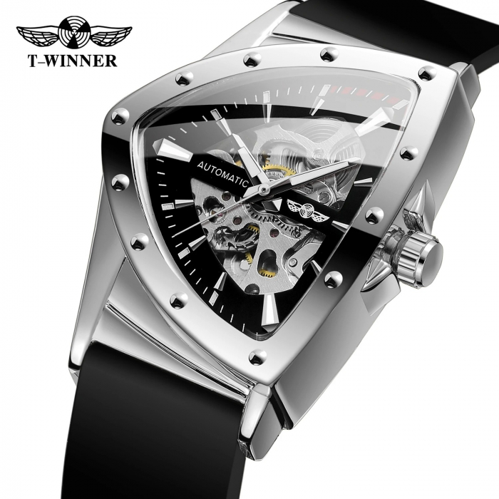 Ceas Bărbați T-Winner 8243 Negru-Argintiu Mecanic – Design Luxury, Funcții Multiple, Rezistent la Apă 3ATM [6]