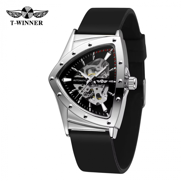 Ceas Bărbați T-Winner 8243 Negru-Argintiu Mecanic – Design Luxury, Funcții Multiple, Rezistent la Apă 3ATM [5]