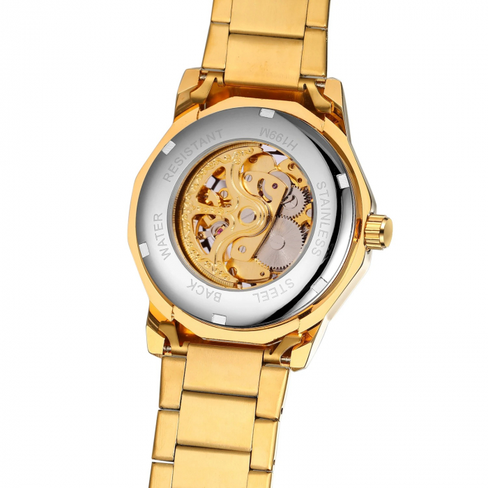 Ceas Bărbați T-Winner 8249 Auriu Mecanic – Design Business, Funcții Multiple, Rezistent la Apă 3ATM [4]