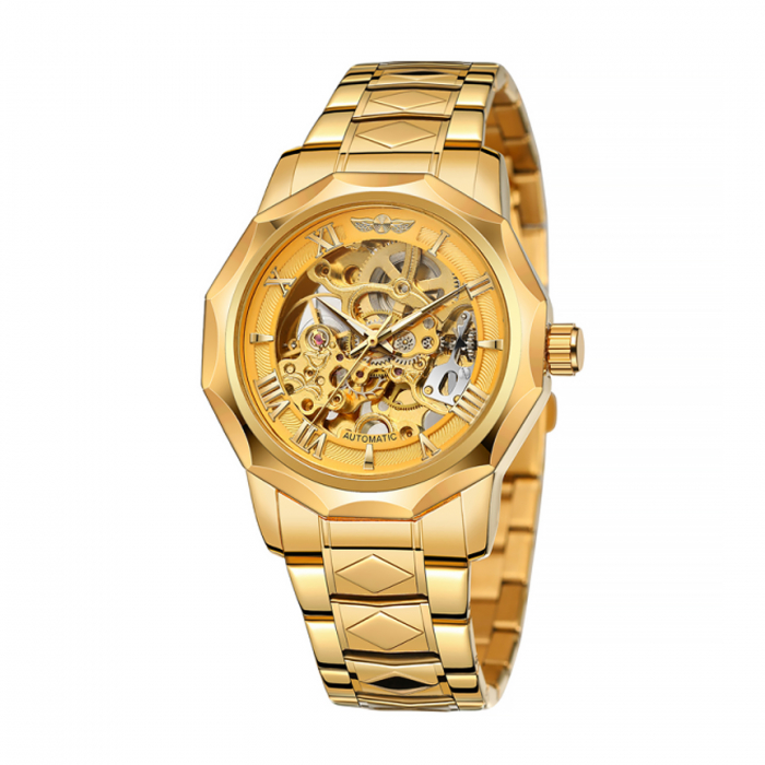 Ceas Bărbați T-Winner 8249 Auriu Mecanic – Design Business, Funcții Multiple, Rezistent la Apă 3ATM [1]