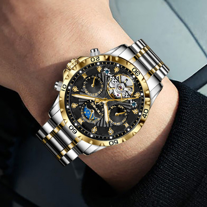 Ceas barbati Tevise Mecanic Automatic Business Analog Elegant ArgintiuNegru [2]