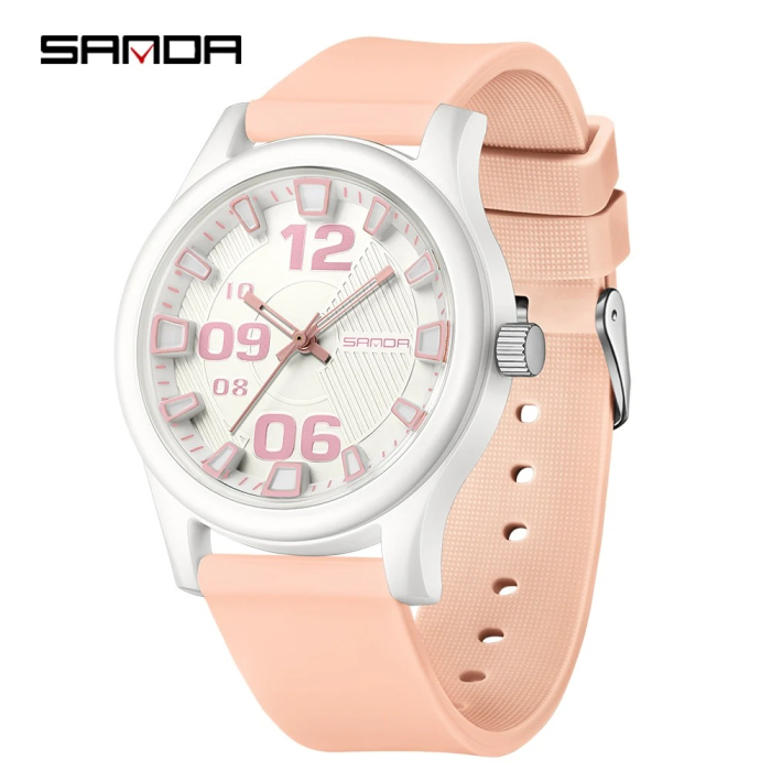 Ceas Copii Sanda 3252 Roz-Alb – Design Sport, Analog, Diver, Rezistent la Apă 5ATM [4]
