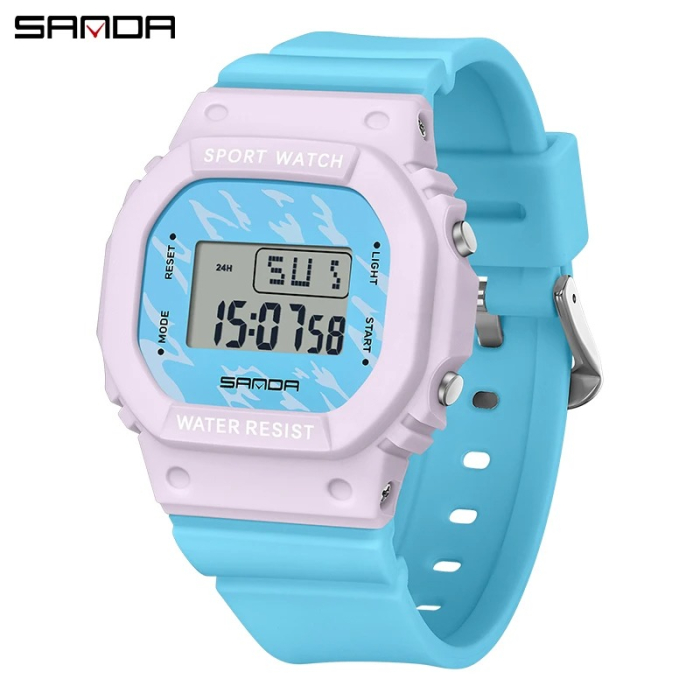 Ceas Copii Sanda 393 Albastru-Mov – Design Sport, Digital, Afișaj LED, Rezistent la Apă 5ATM [5]