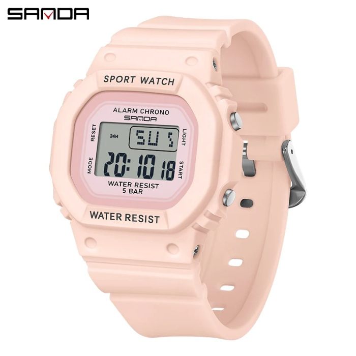 Ceas Copii Sanda 393 Roz – Design Sport, Digital, Afișaj LED, Rezistent la Apă 5ATM [3]