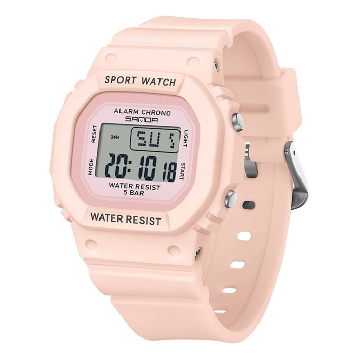Ceas Copii Sanda 393 Roz – Design Sport, Digital, Afișaj LED, Rezistent la Apă 5ATM [1]
