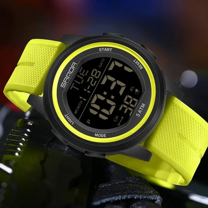 Ceas Copii Sanda 6182 Verde-Negru – Design Sport, Digital, Afișaj Dată, Alarmă, Rezistent la Apă 5ATM [3]