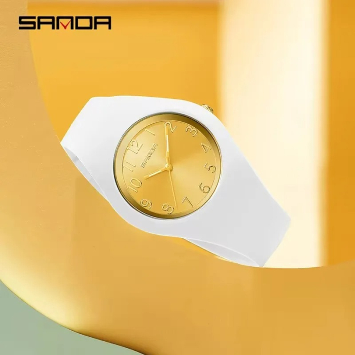 Ceas Copii Sanda 6186 Alb-auriu – Design Sport, Analog, Rezistent la Apă 5ATM [2]
