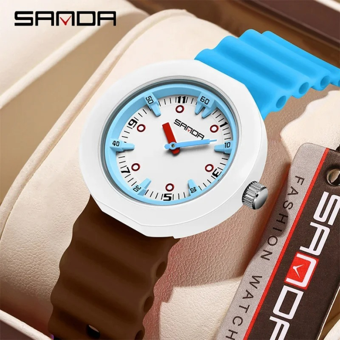Ceas Copii Sanda 9108 Albastru-Cafea – Design Fashion, Analog, Rezistent la Apă 3ATM [2]
