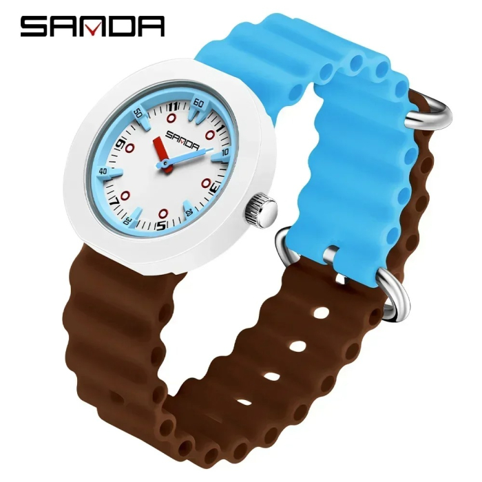 Ceas Copii Sanda 9108 Albastru-Cafea – Design Fashion, Analog, Rezistent la Apă 3ATM [3]