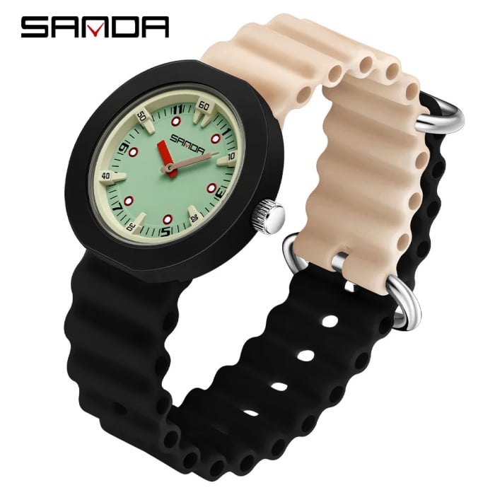 Ceas Copii Sanda 9108 Negru-Kaki – Design Fashion, Analog, Rezistent la Apă 3ATM [3]