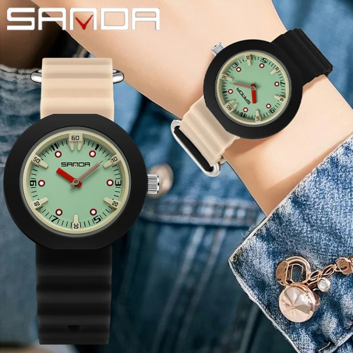 Ceas Copii Sanda 9108 Negru-Kaki – Design Fashion, Analog, Rezistent la Apă 3ATM [2]