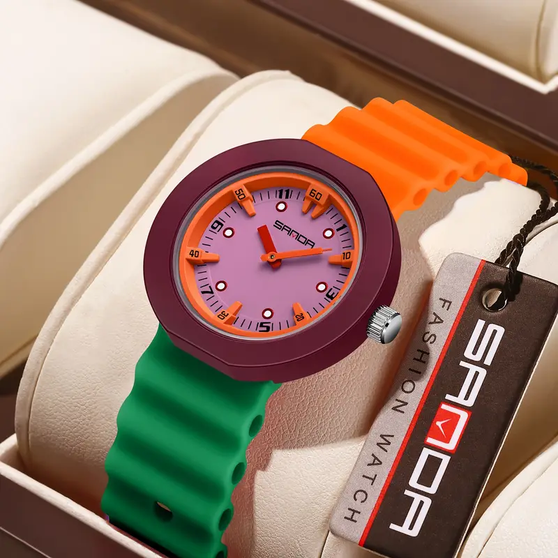 Ceas Copii Sanda 9108 Portocaliu-Verde – Design Fashion, Analog, Rezistent la Apă 3ATM [3]